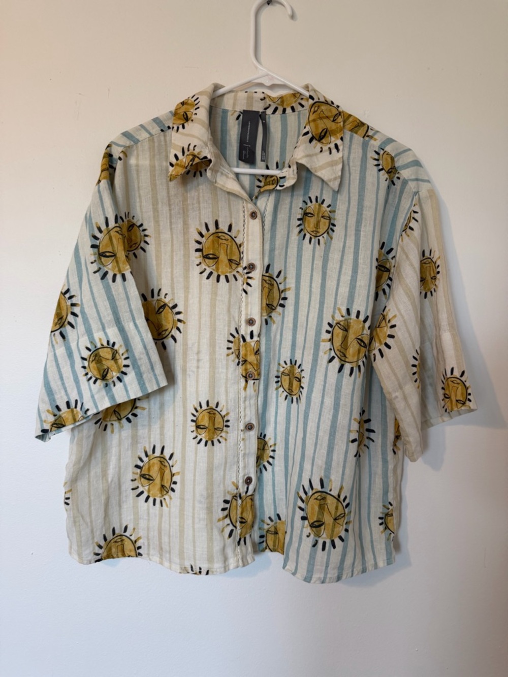 Anthropologie Loose Fit Linen Blouse for Women.